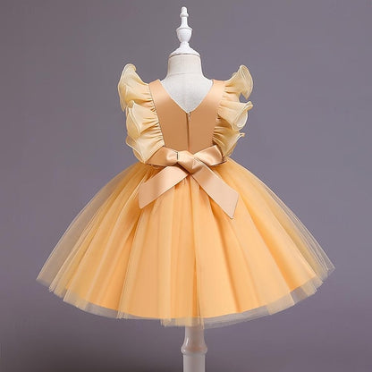 Flower Girls' Kids Color Sequin Party Dress Solid