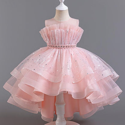 Sequin Girls' Kids Girl Dress Sleeveless Flower Party
