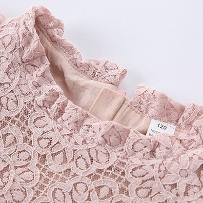 Girls' Sleeve Color Kids Solid Party Short Dress