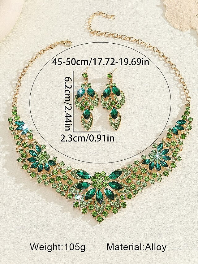 Jewelry Statement Elegant – Necklace Green Crystal Set