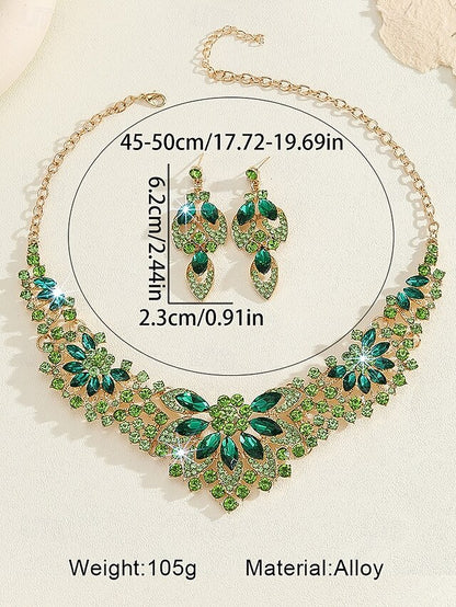 Jewelry Statement Elegant – Necklace Green Crystal Set