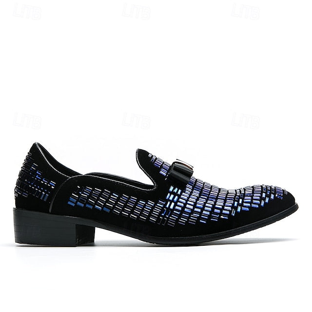 Men's Silver Prom Woven Strap Loafers and Elegant Monk –