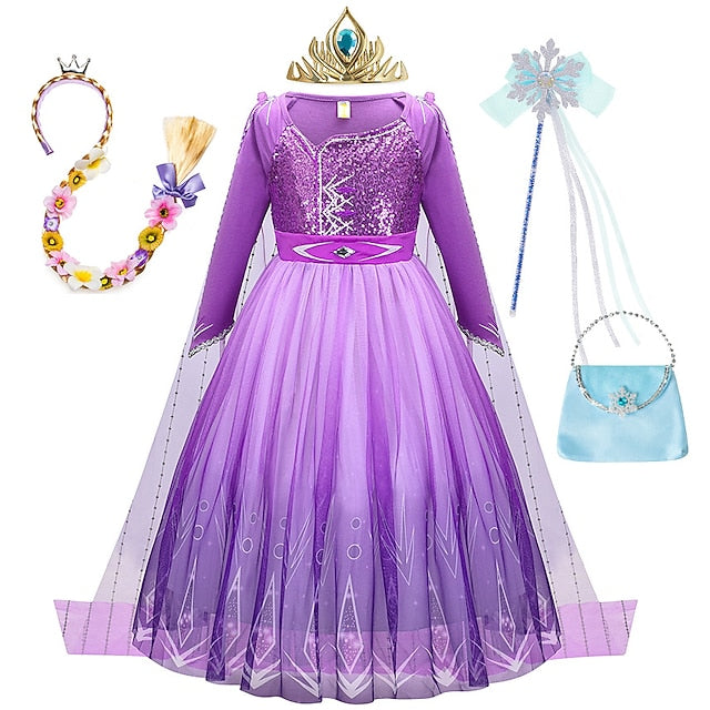 Fairytale Party Theme Girl Dress Flower Anna Princess Frozen