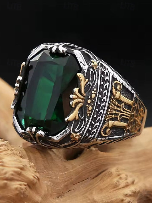 Gemstone Ring Men's Alloy