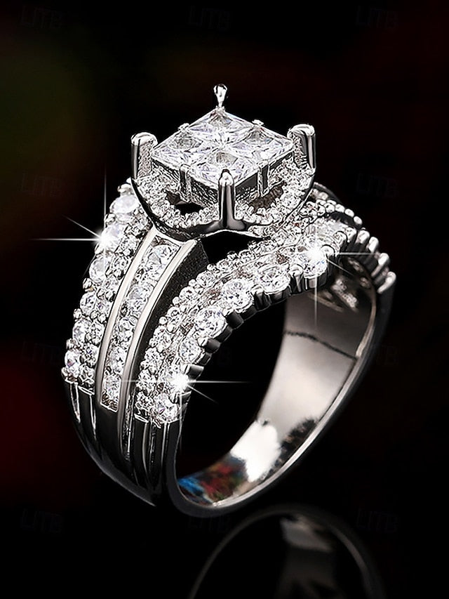 Wedding with Ring Cubic Set Luxury Zirconia