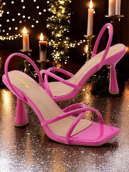 Sandals Strappy Square Beige – Design with Toe Heeled