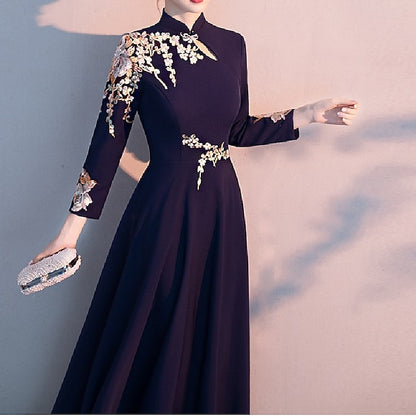Bride Dress the of Mother A-Line Simple Elegant Floor High Neck