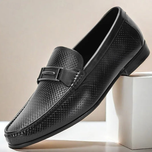 Wholesale SampleMen's Black Textured Leather Loafers – 100% Premium