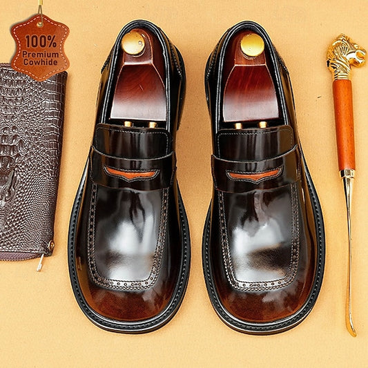 Wholesale SampleMen's Black Premium Cowhide Slip-On Loafers with Decorative