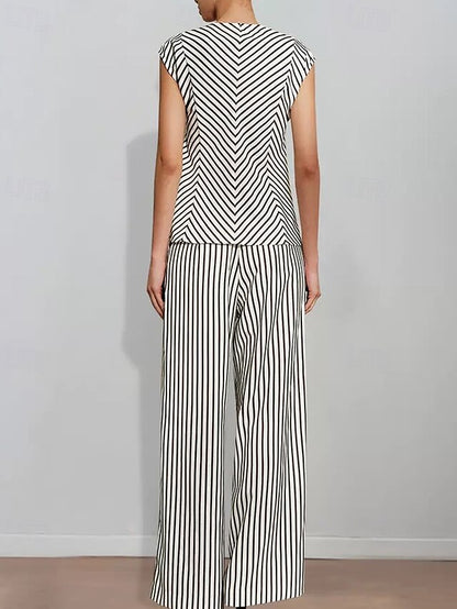 Pantsuit Two of Piece Striped Print Mother Bride the