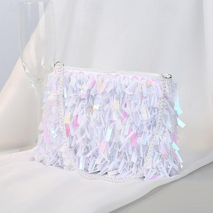 Fringe Crystal and Luxurious with Black Sparkling Clutch Evening