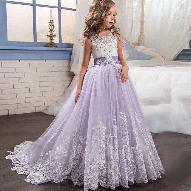Sleeveless Girl Girls' Kids Wedding Dress Flower