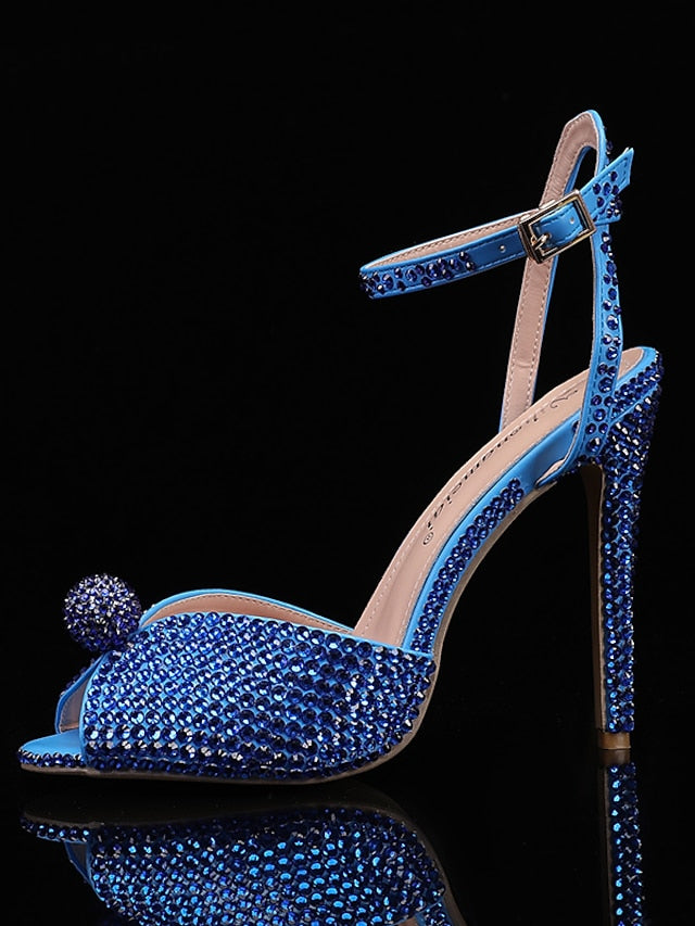 Embellished Heel Stiletto Sandals Women's Rhinestone with