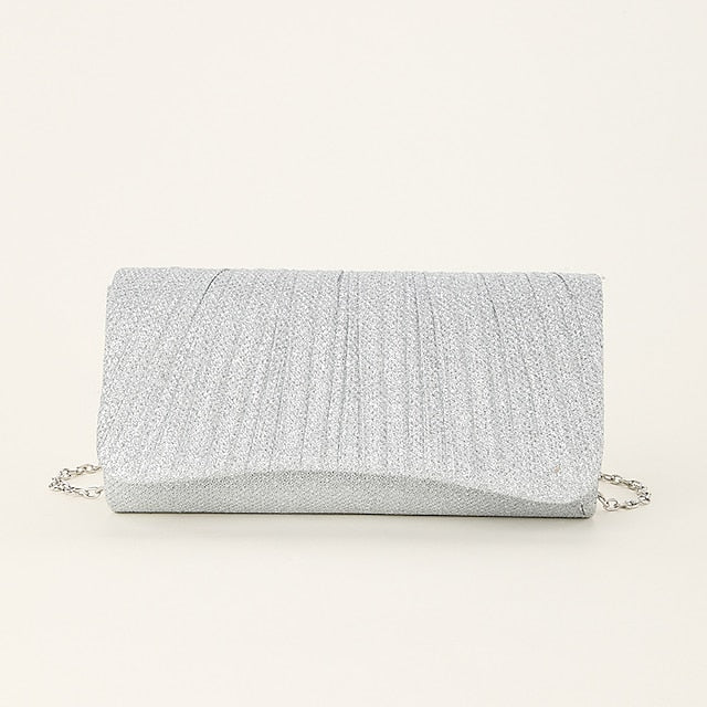 Silver Clutch – Purse Elegant Glitter Women's Evening
