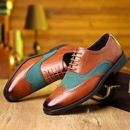and Wingtip Two-Tone Oxford Shoes Green – Brown Men's in