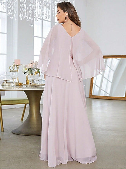 Mother Bride V the Dress Elegant Floor Party Neck of