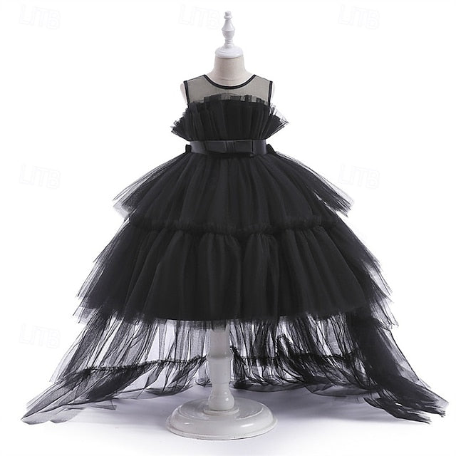 Sleeveless Party Solid Girls' Performance Dress Color Kids
