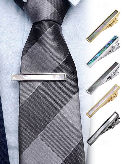 tie of pearl mother Men's with inlaid clip brass and