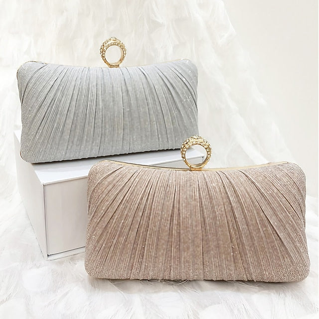 Ring Bag Elegant Rhinestone Evening Gold Clutch Glitter with