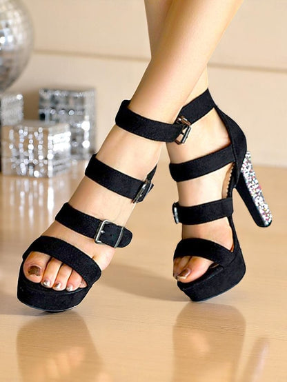 with Women's Platform Glitter Suede Brown Heel Sandals High