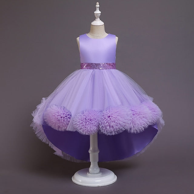 Kids Solid Short Colored Girls' Flower Dress Girl