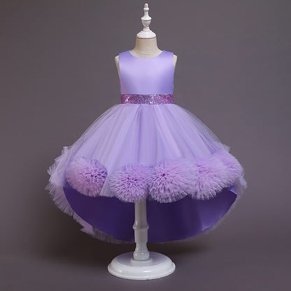 Kids Solid Short Colored Girls' Flower Dress Girl