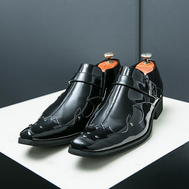 Leather Black – Shoes Formal Strap Men's Monk