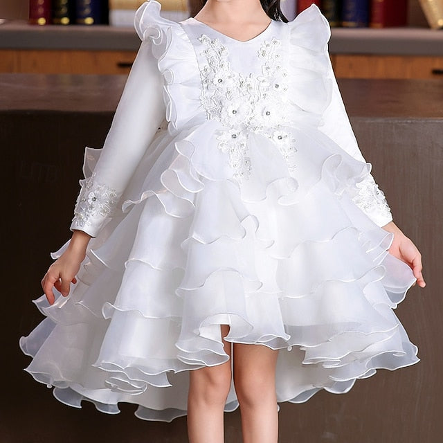 Kids Wedding Long Dress Special Flower Girls' Party Sleeve