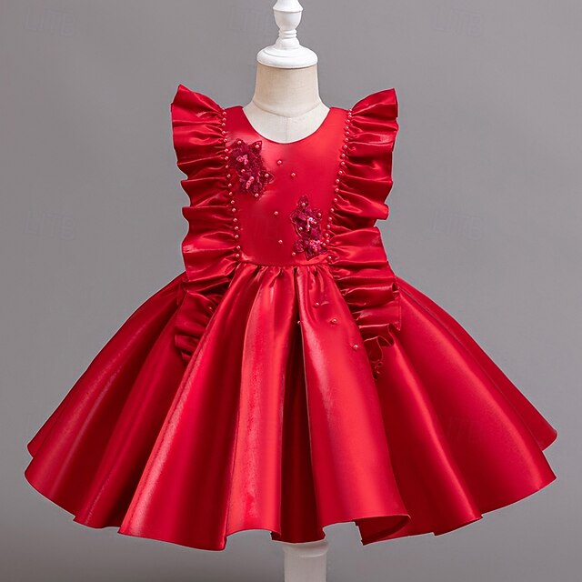 Toddler Party Girls' Floral Wedding Sleeveless Dress