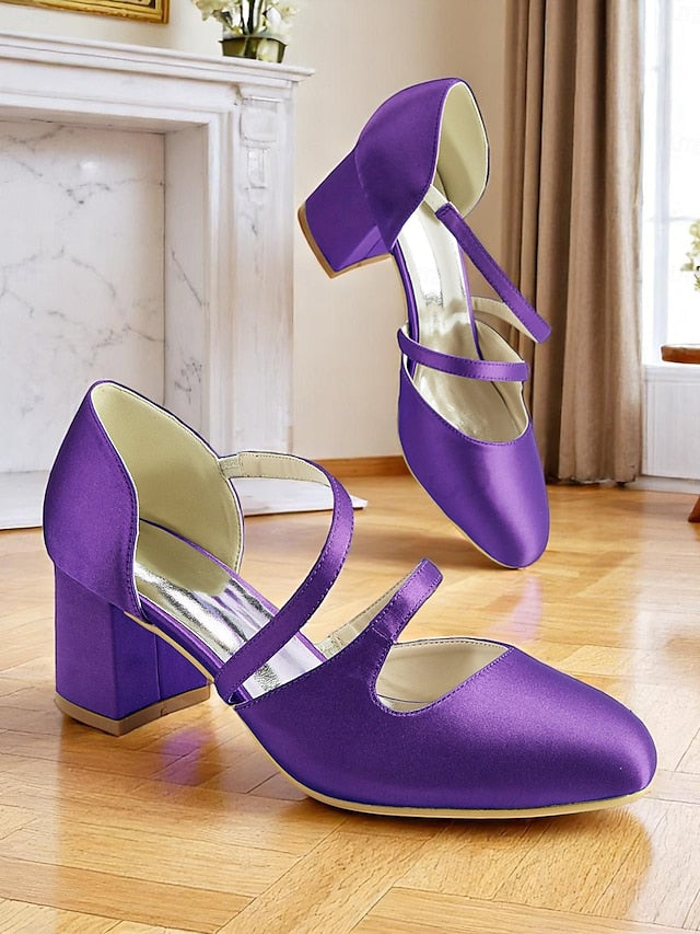 Green Women's Block Satin Elegant Heels 1950s – Jane Mary