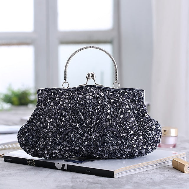 Beaded Vintage White Clutch Purse Women's – Evening