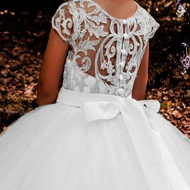 Dress Girl Kids Flower Solid Floral Colored Girls'