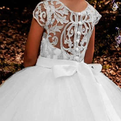 Dress Girl Kids Flower Solid Floral Colored Girls'
