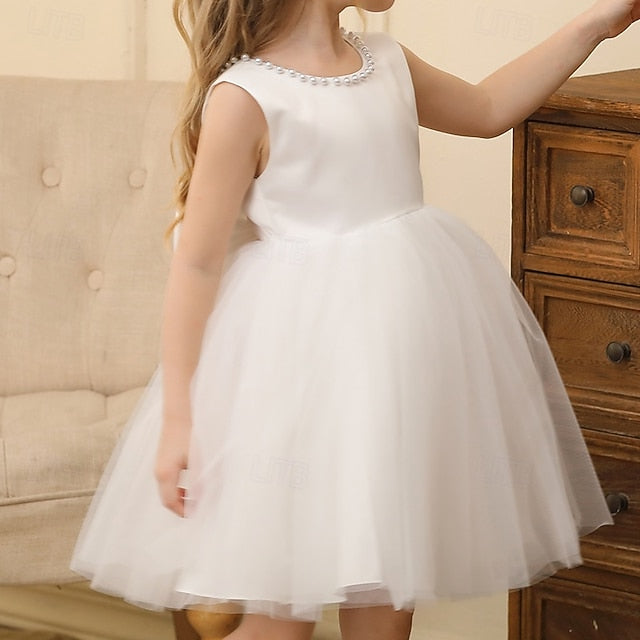Color Solid Kids Wedding Girls' Party Sleeveless Dress