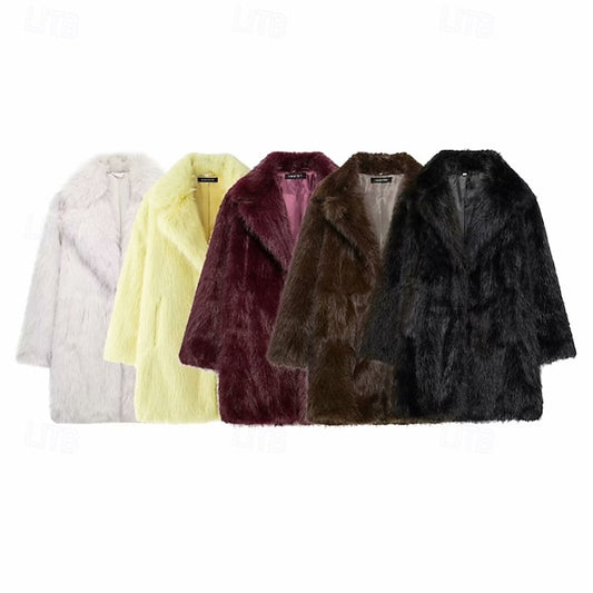 Coat Comfortable Women's Fur Faux Furs Warm Pocket