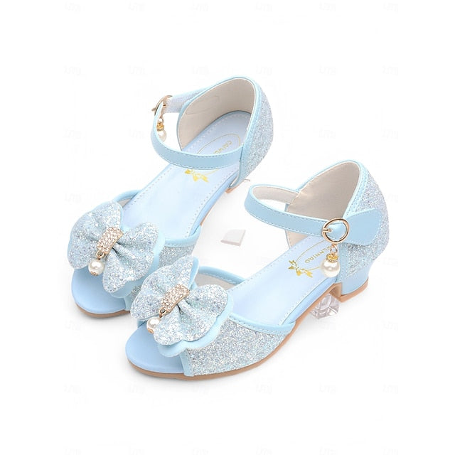 with Glitter Pearl Accent Sandals Purple Girls' Bow