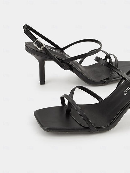 Toe - Heel Nude Women Square for Strappy Minimalist Sandals High