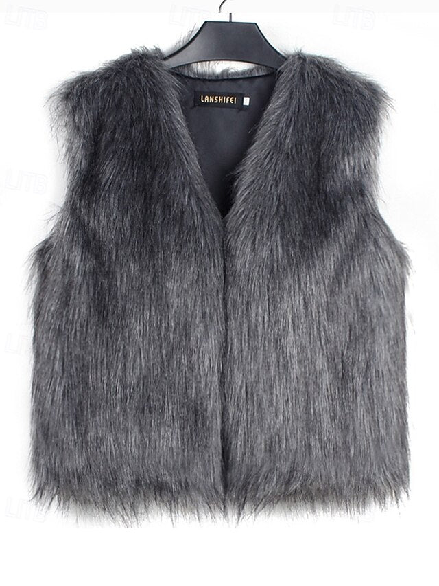 Coat Furs Comfortable Leathers Faux Fur Vest Women's