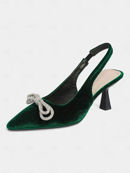 Velvet Cocktail Women's Toe Slingback Pointed Heels –
