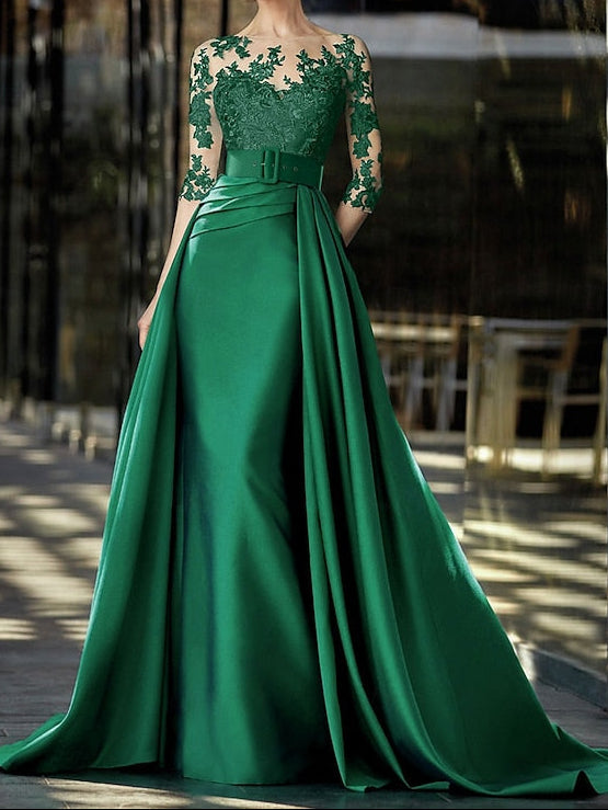 A-Line Elegant Dress Sweep Gown Formal Evening / Brush Train