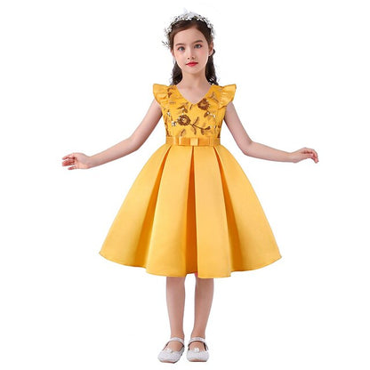 Kids Dress Sleeveless Formal Color Girls' Party Solid
