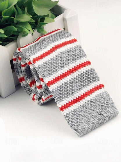 Tie Stylish - Woven Men's Knit Neck Stripe Christmas