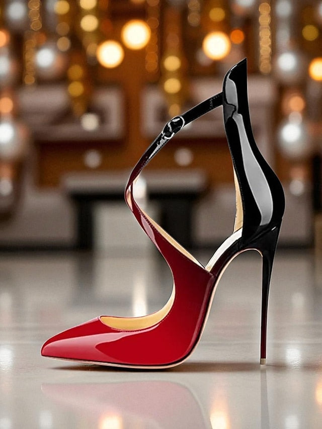 Heels Stiletto - Purple Patent Strappy Women's Leather