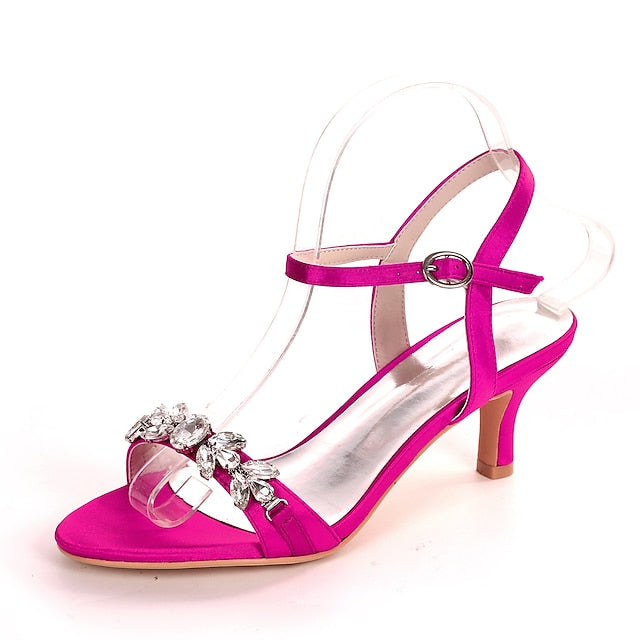 Rhinestone Elegant Women's Sandals Heeled Silver –