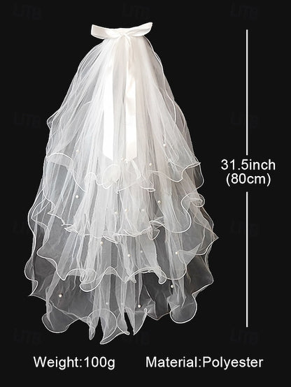 Bridal Tulle Ivory Ribbon Satin Elegant - and Soft with Veil