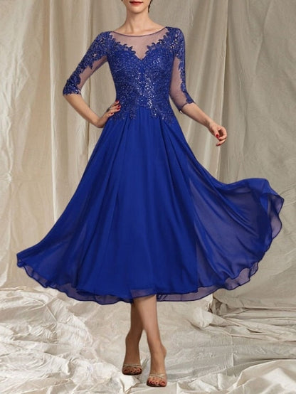 A-Line Neck Elegant Crew Mother the Guest Wedding Bride Dress of