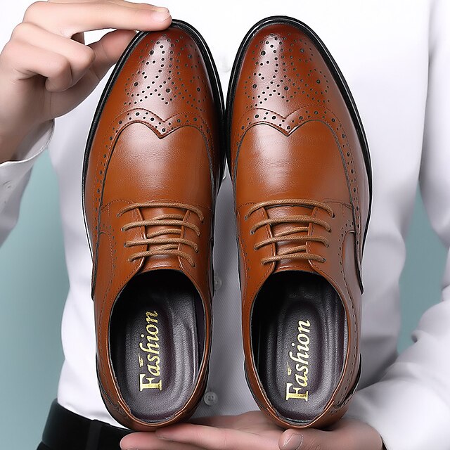 Shoes Faux Brogue Classic – Brown Leather Men's