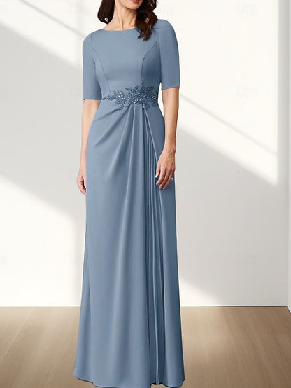 Bride Dress Elegant the Mother Wedding Neck A-Line of Crew Guest
