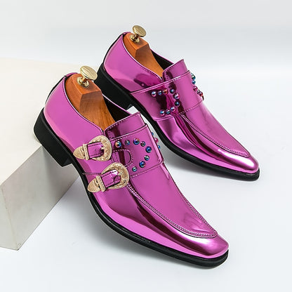 Shoes Buckle Fashion Men's Loafers – Pink Metallic