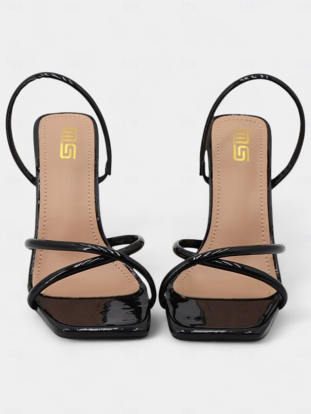 Sandals Strappy Square Beige – Design with Toe Heeled